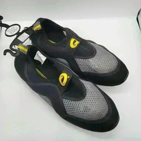 Brand New O'Rageous  Water Park Men's Shoes Slip on Size 7 Black Grey Yellow - Picture 2 of 10